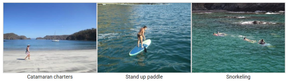 Snorkeling, sailing, apddlee boarding, fishing